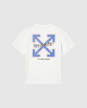 Off-White Дитяча біла футболка з принтом емблеми OBAA002S25JER00B