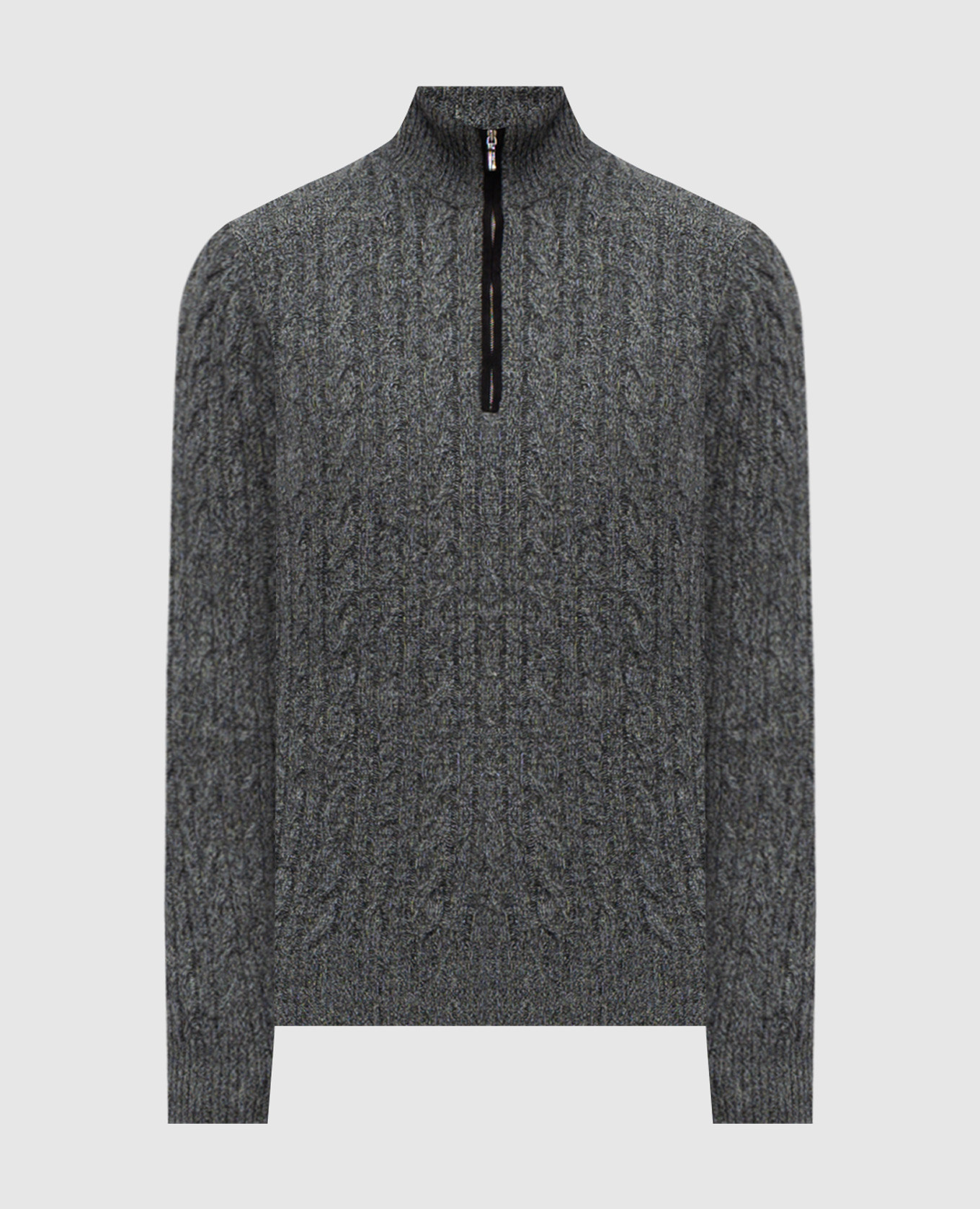 

Серый свитер с кашемиром в фактурный узор, Свитера