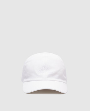 Loro Piana Біла кепка з льону з вишивкою логотипа FAN1081