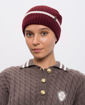 Brunello Cucinelli Бордова шапка з кашеміру M12504979