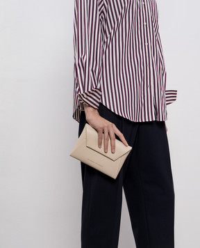 Brunello Cucinelli Бежевый кожаный клатч Duo с цепочкой мониль MWTKD2722P