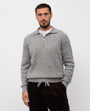 Brunello Cucinelli Серое поло из кашемира M22707205