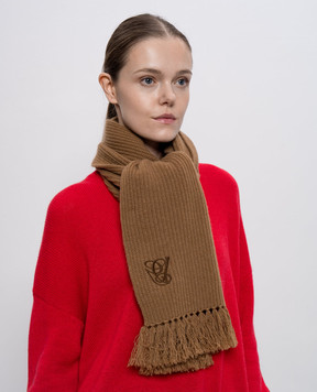 Valentino Коричневий шарф з вовни з бахромою 7W2ET01LQJY