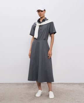 Brunello Cucinelli Серое платье миди из шерсти ME226A5416