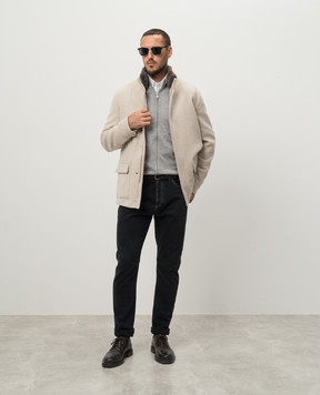 Brunello Cucinelli Серый меланжевый кардиган из шерсти и кашемира M2400106
