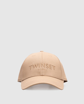 Twinset Бежевая кепка с вышивкой логотипа 251TA4280