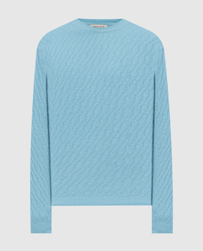 Wool&Co Блакитний светр з вовни мериноса у візерунок WO8005