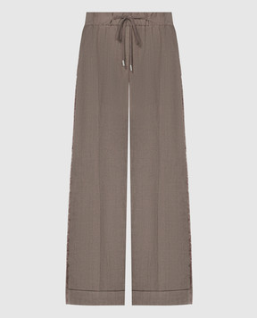 Peserico Коричневые брюки из льна с бахромой. P04145T00D01617