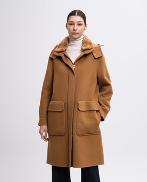 Loro Piana Коричневый парк из шерсти с мехом норки FAL4692