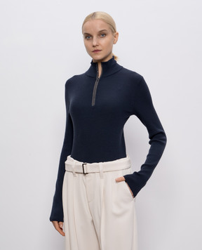 Brunello Cucinelli Синий гольф из шерсти и кашемира с молнией M14817604P