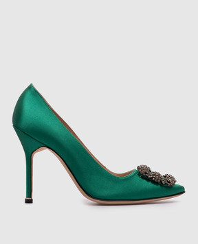 Manolo Blahnik Зелені туфлі з кристалами HANGISIdef