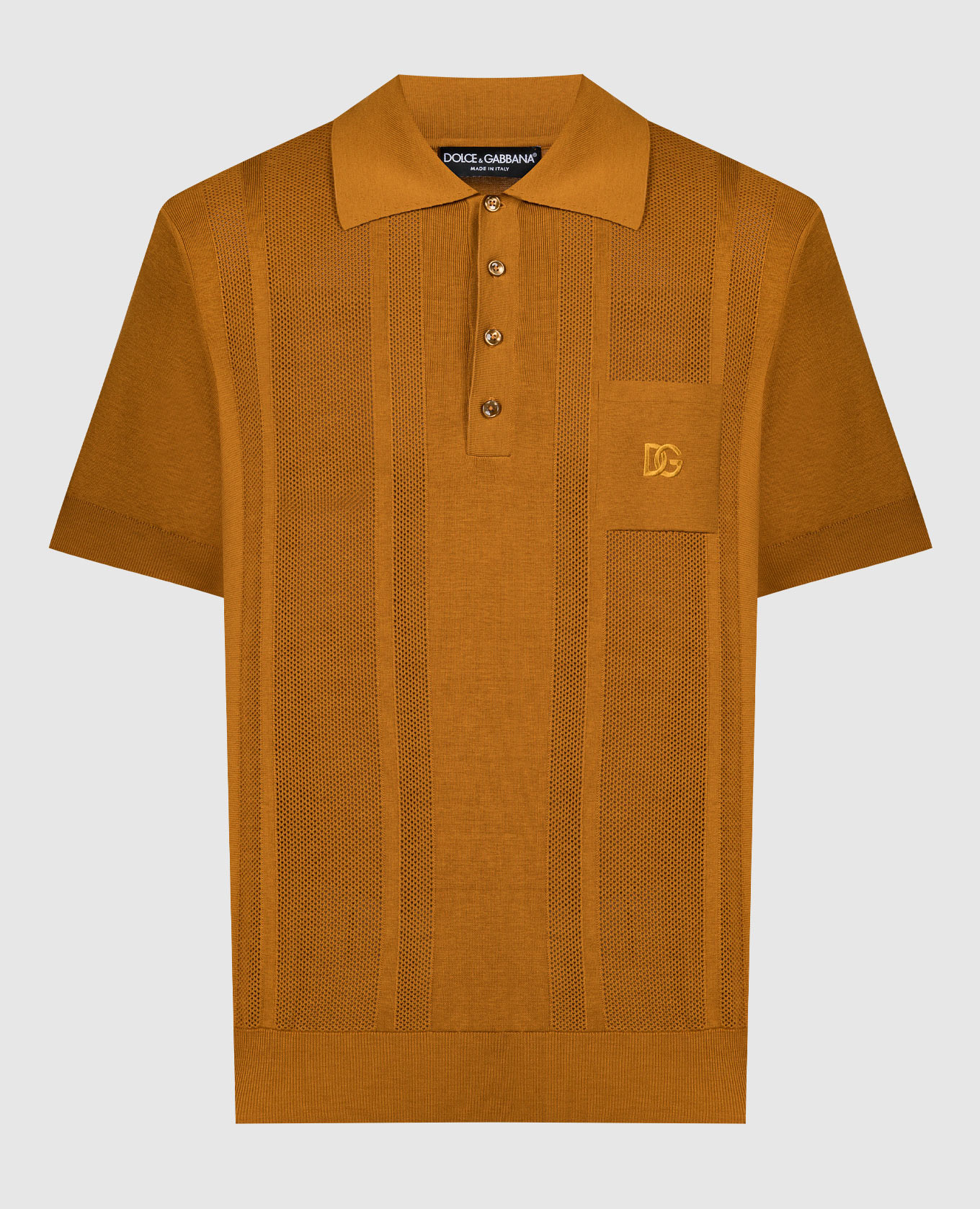 Brown polo shirt with monogram logo embroidery