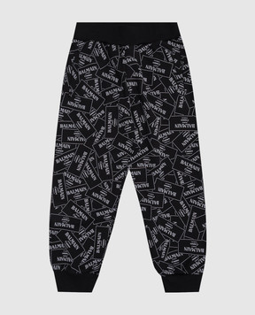 Balmain Дитячі чорні джогери в принт логотипа BX6P50Z33311214