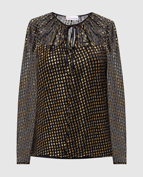 Red Valentino Чорна блуза подвійної конструкції QR0AB26541J