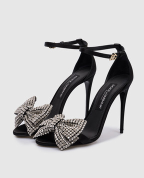 Dolce&Gabbana Черные босоножки с кристаллами с логотипом DG CR1793A9S43