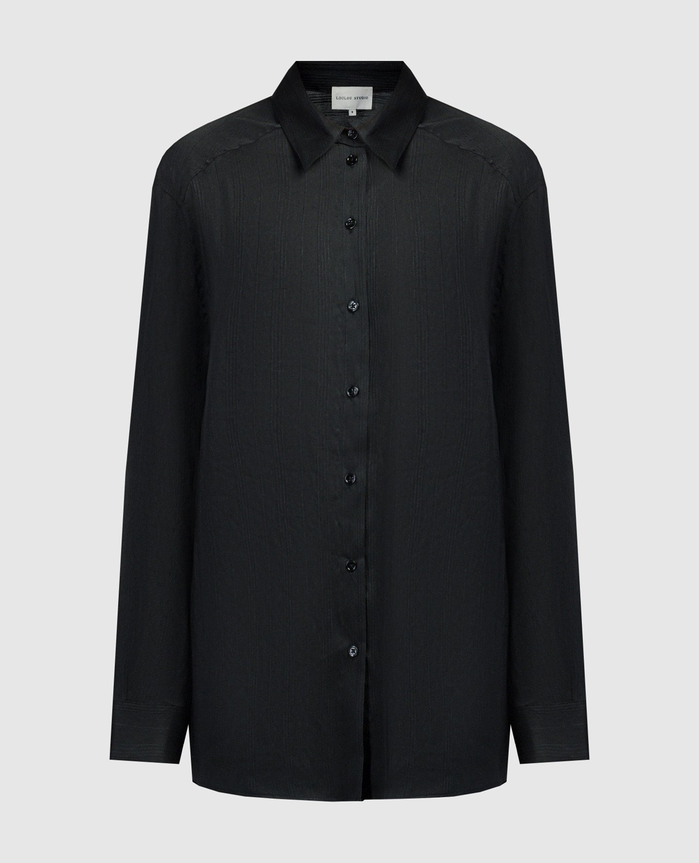 Черная рубашка CANISA из льна и шелка