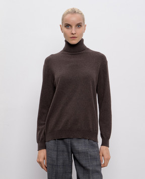 Brunello Cucinelli Коричневий гольф з кашеміру з ланцюжком моніль M12150103P