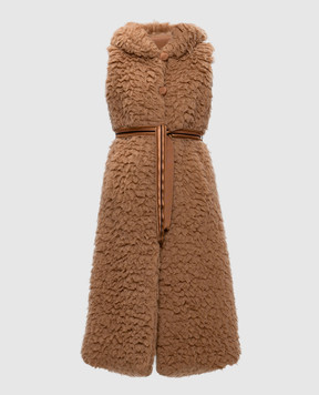 Solleciti Коричневий подовжений жилет з кашеміру та шовку AS00C619T2801121