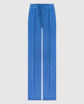 Gabriela Hearst Синие штаны клеш Vesta из шерсти, шелка и льна. 2242190W035