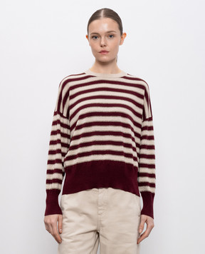 Brunello Cucinelli Бордовий джемпер з кашеміру в смужку M12205920P
