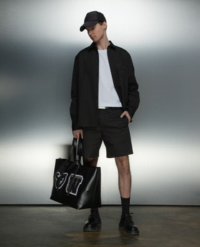 Off-White Черные шорты с вышивкой логотипа OMCB094S24FAB003