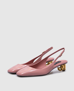 Dolce&Gabbana Рожеві шкіряні глянцеві слінгбеки з монограмою логотипа CG0913A1037