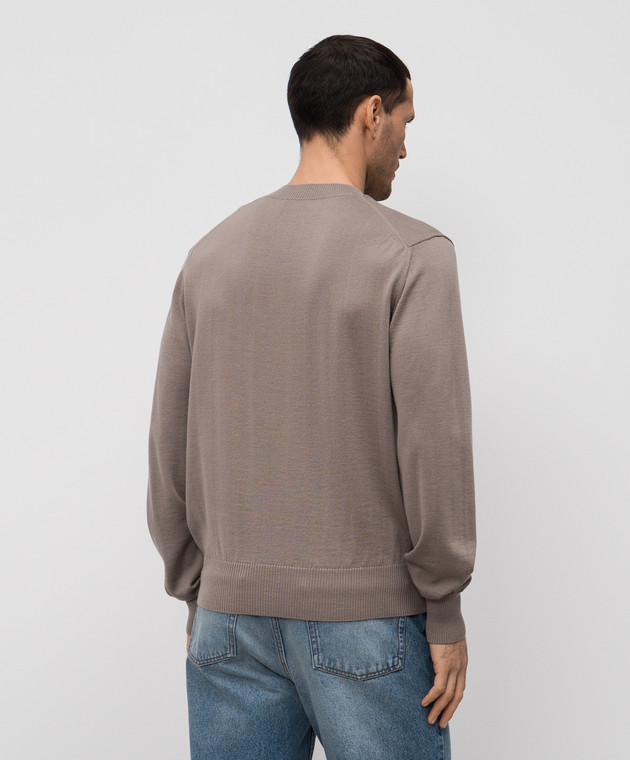 Ami Paris Бежевий джемпер з вовни з емблемою Ami de Coeur HKS121KN0025 зображення 4