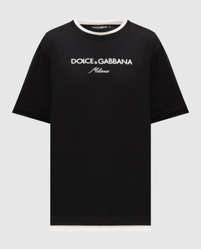 Dolce&Gabbana Черная футболка с вышивкой логотипа G8ST6ZG7PCG