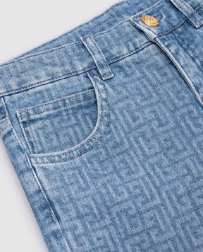 Balmain Детские синие джинсы в шаблон логотипа монограмма. BW6Q20Z2867410
