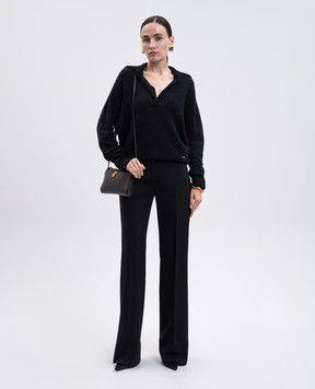Tom Ford Чорні штани з вовни з лампасами PAW633FAX1342