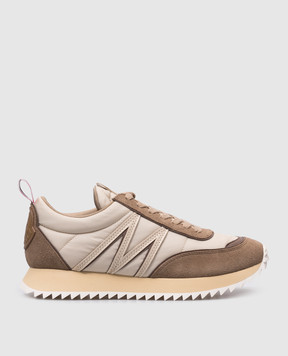 Moncler Бежевые комбинированные кроссовки Pacey с логотипом K109A4M00210M4156
