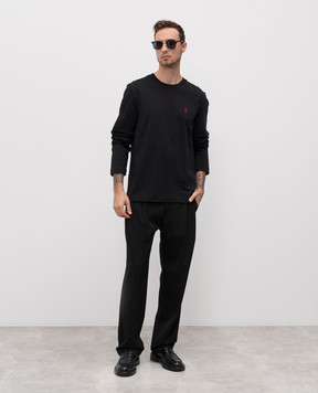 Ami Paris Чорний лонгслів з вишивкою BFUTS235724