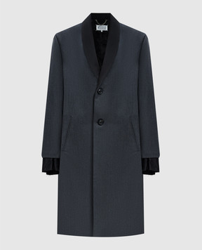 Maison Margiela Серое пальто из шерсти с эффектом наложения слоев S50AA0151S48842