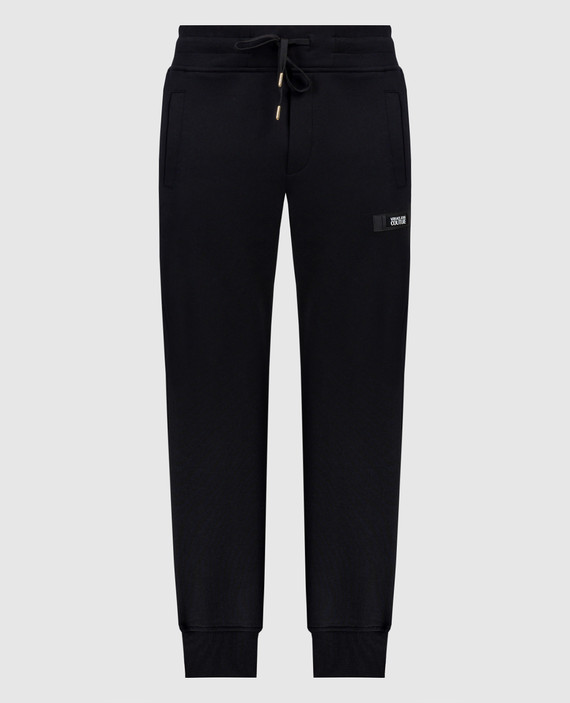 Black joggers with logo patch