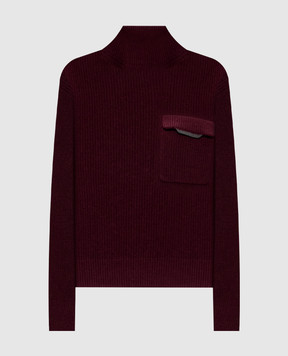 Brunello Cucinelli Бордовий светр з кашеміру з ланцюжком моніль M12721704P
