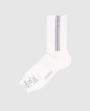 Peserico Білі шкарпетки в рубчик з люрексом S41063C0CC505