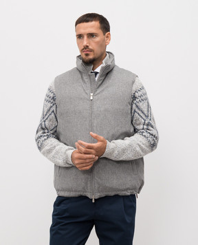Brunello Cucinelli Серый пуховый жилет из шерсти MM4701776