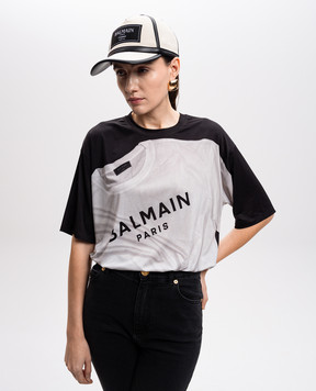 Balmain Бежевая кепка с кожаными вставками с патчем логотипа EF1XA340CC16