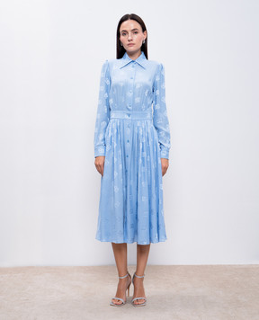 Dolce&Gabbana Блакитна сукня-сорочка із шовку у візерунок DG F6ARQTFJ1JO