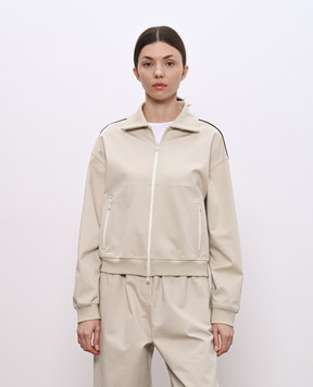 Brunello Cucinelli Бежевая спортивная куртка с контрастной тесьмой ML946FB716