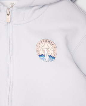 Brunello Cucinelli Дитяча блакитна спортивна куртка з принтом BW863E187A