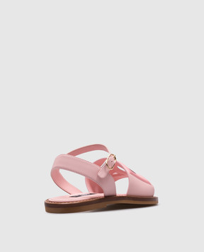 Dolce&Gabbana Детские розовые кожаные сандалии с логотипом. D11308A11142736