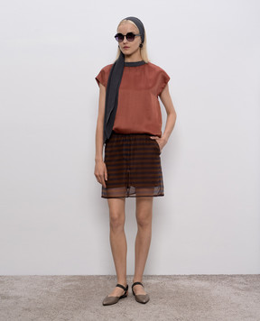 Brunello Cucinelli Коричнева спідниця міні із шовку M0F54P1425