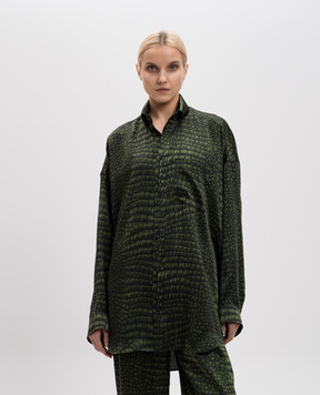 Balenciaga Зеленая блуза Cocoon из шелка 814121TRLC7
