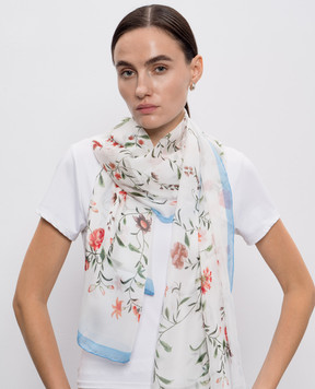 Givenchy Білий шарф із шовку в принт 710009742001