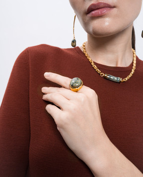 House of Fou Золотиста каблучка Bold Ocean з позолотою 22 карат BOLD