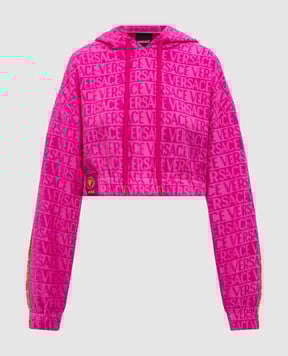 Versace Розовое махровое укороченное худи с логотипом 10201441A14584