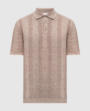 Brunello Cucinelli Коричневое поло с леном в узор. M2L707815