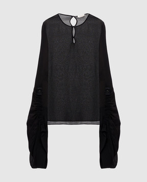 Saint Laurent Черная блуза с драпировкой 488526