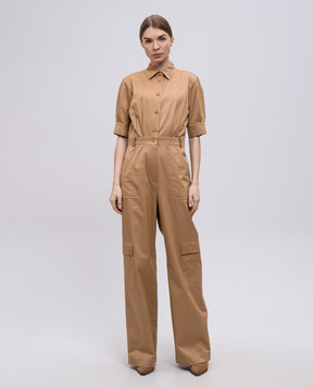 Max Mara Бежевый комбинезон FILIPPO со вставками из кожи FILIPPO